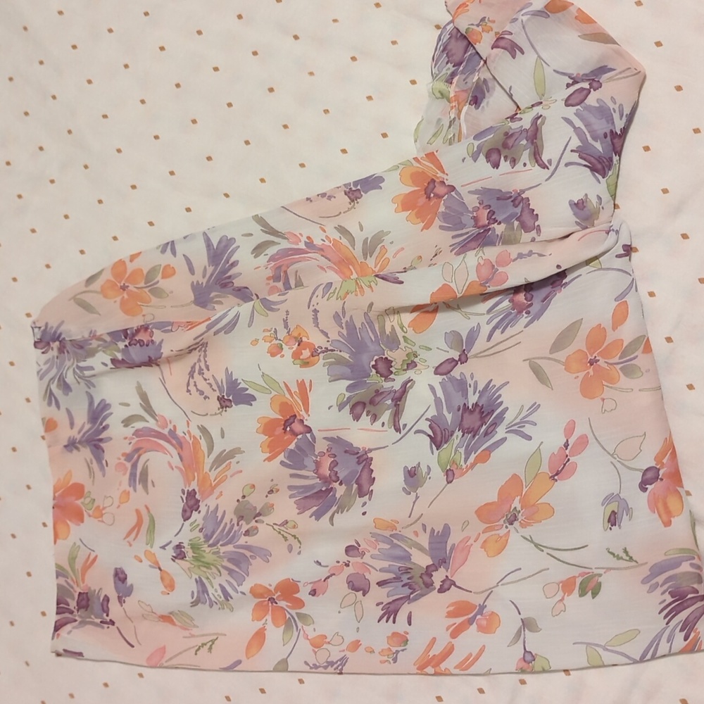Vintage pastel abstract floral midi skirt